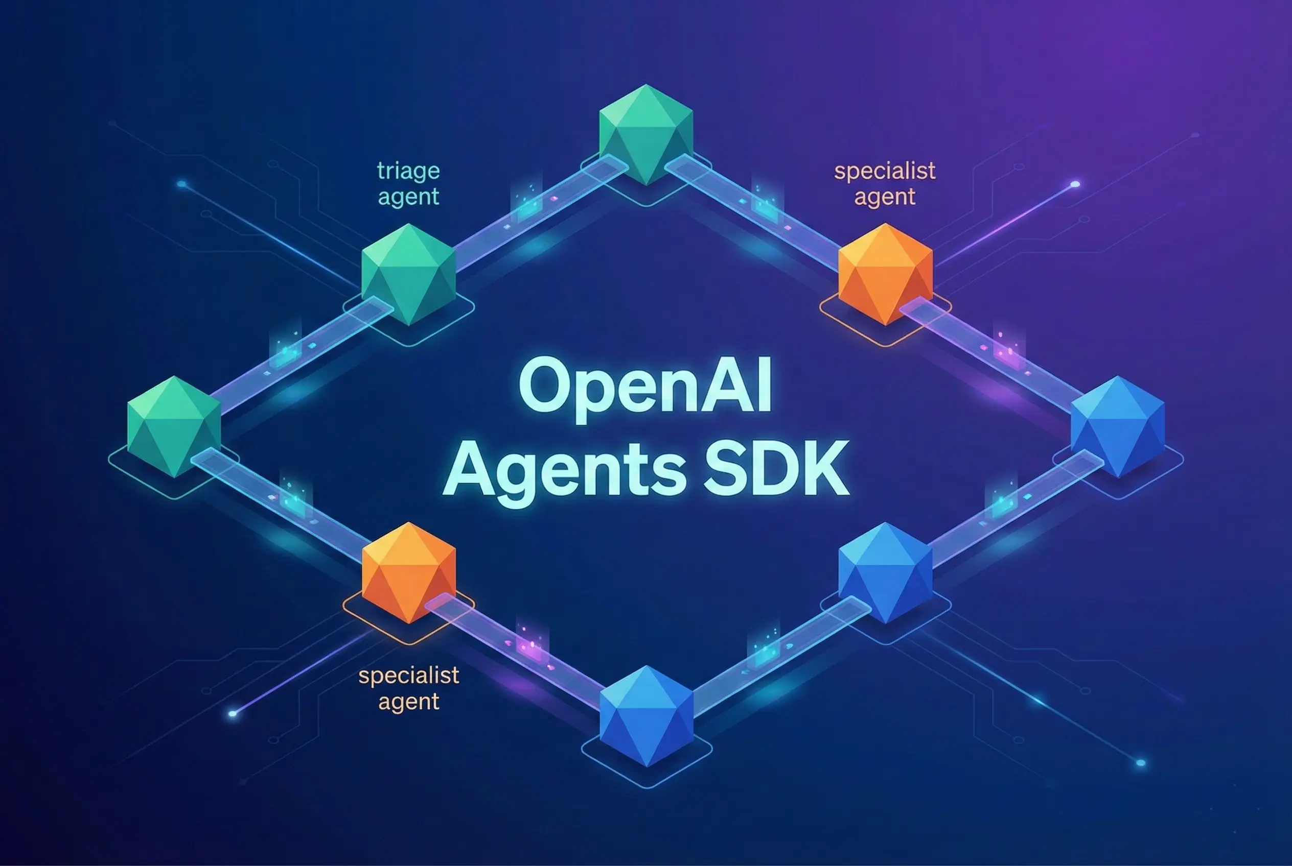 agents sdk openai 2025-12-07 OpenAI Agents SDK concept illustration with interconnected agent nodes.